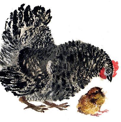 Иллюстрация к басне Баба и курица