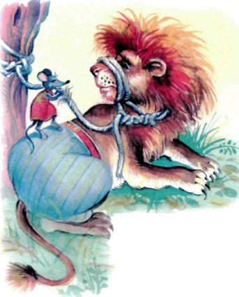 Иллюстрация к басне Лев и мышь