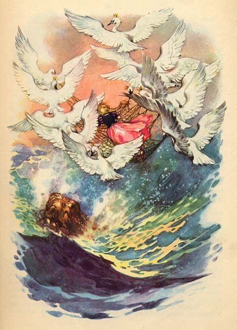 Иллюстрация к сказке Дикие лебеди