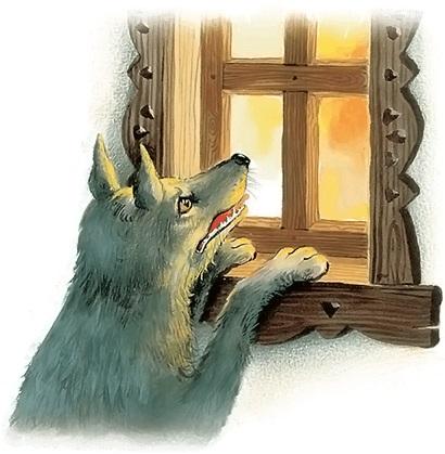 Иллюстрация к басне Волк и старуха