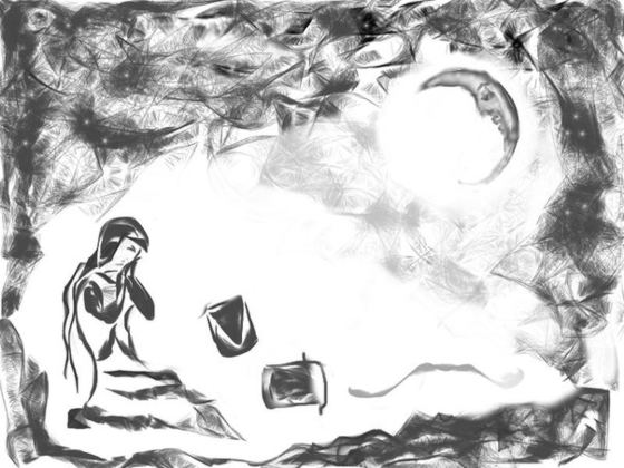 Иллюстрация к сказке Девушка и Месяц