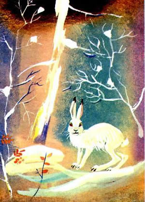 Иллюстрация к сказке Снег и заяц