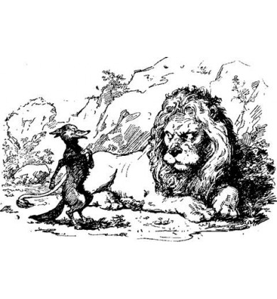 Иллюстрация к сказке Как старый лис льва перехитрил