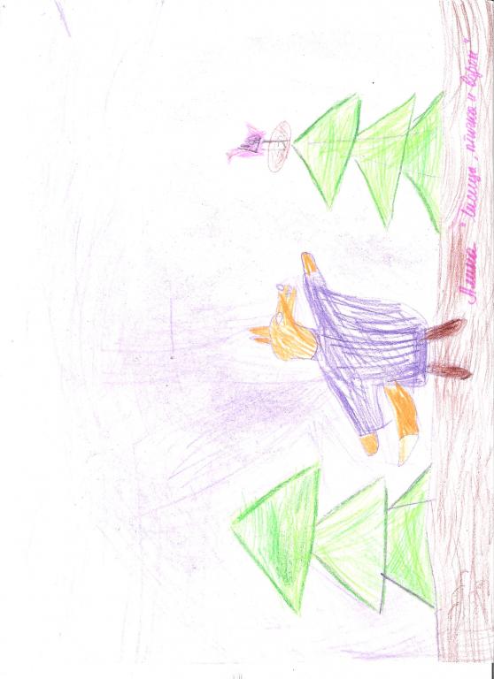 Иллюстрация к сказке Лисица, птичка и ворон